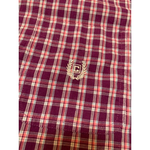 Chaps Men’s L Cotton Poly Easy Care Short Sleeve Button up Pocket Purple Pink Pl - Picture 4 of 6